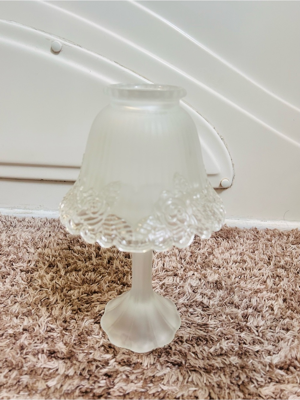 Vintage Home Interiors Rose Etched Frosted Glass  Fairy Lamp
